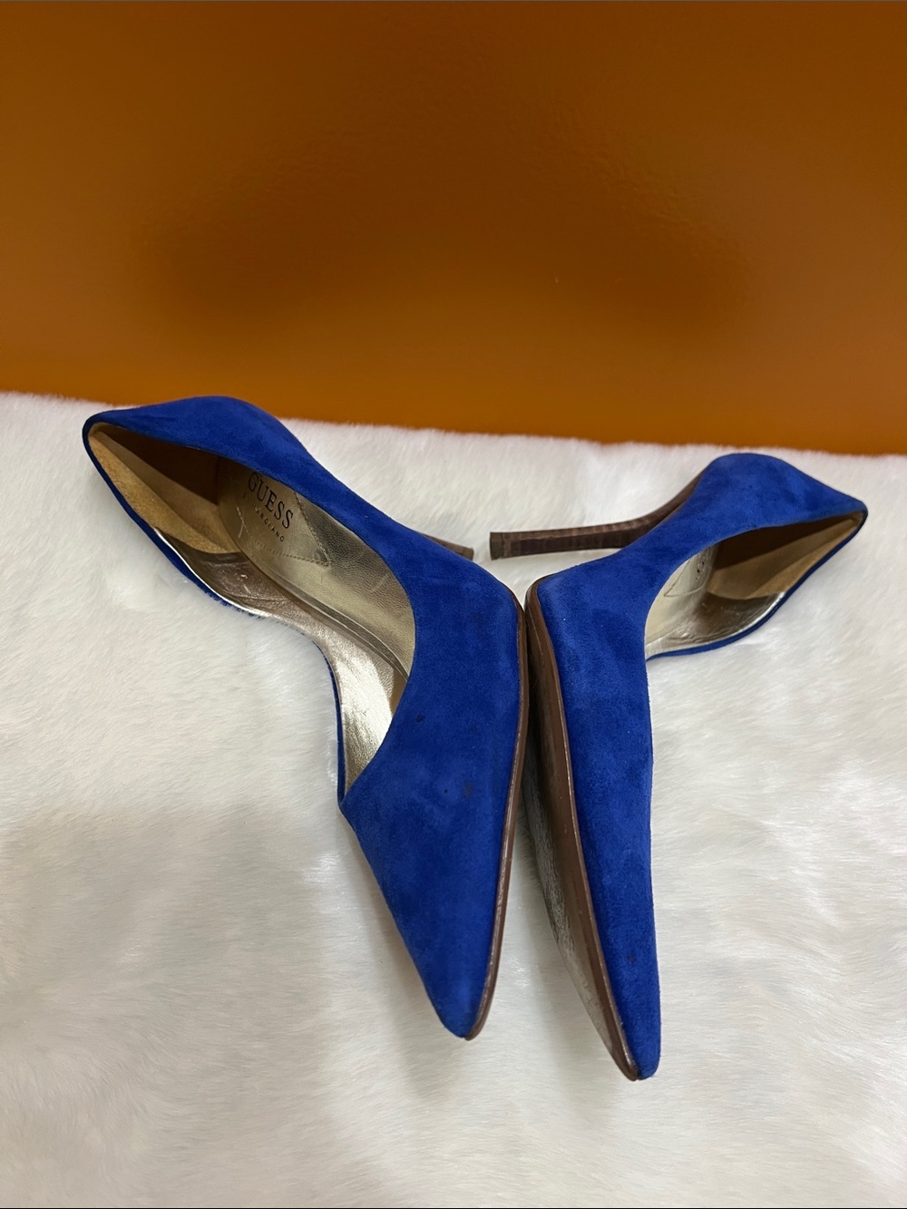 Guess by Marciano Genuine Suede GWCarrie Pointed Toe Cobalt Blue Pumps Heels 7.5 - Picture 5 of 12